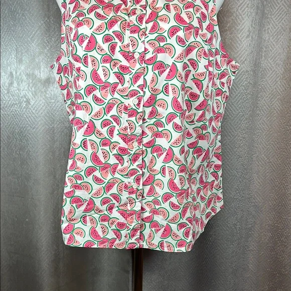 J. Crew Watermelon Sleeveless Poplin Shirt Fit Button Up sizeL. order(111) - Picture 5 of 8
